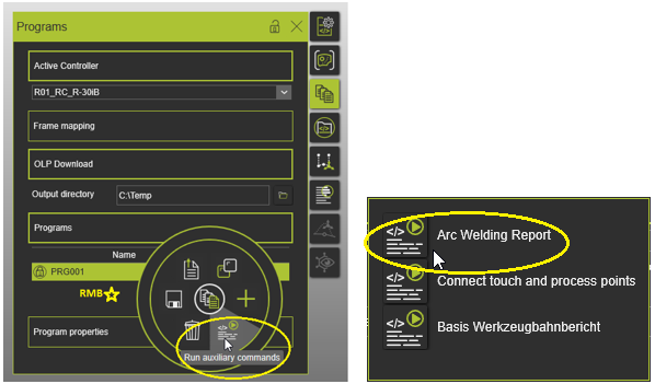 Arc Weld Report Aux Commenad Exec
