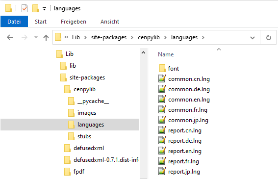 NLS Language Lib Location